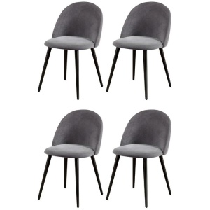 Artiss Dining Chairs Set of 4 Velvet Solid Curved Dark Grey