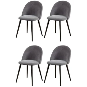 Artiss Dining Chairs Set of 4 Velvet Solid Curved Dark Grey