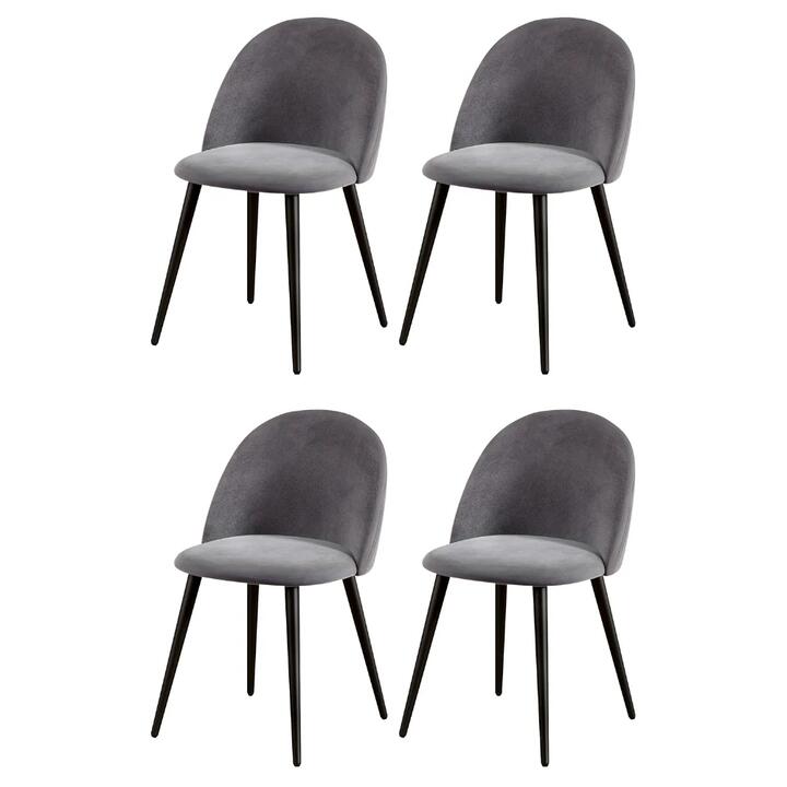 Artiss Dining Chairs Set of 4 Velvet Solid Curved Dark Grey