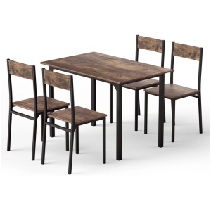 Artiss Dining Table and Chairs Set of 5 Compact Kitchen Furniture Rustic Brown