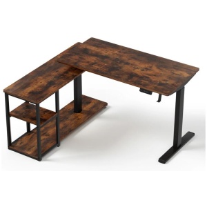 Artiss Electric Standing Desk Adjustable Motorised 120CM L Shaped Rustic Brown