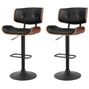 Artiss Kitchen Bar Stools Gas Lift Stool Chairs Swivel Barstool Leather Black x2