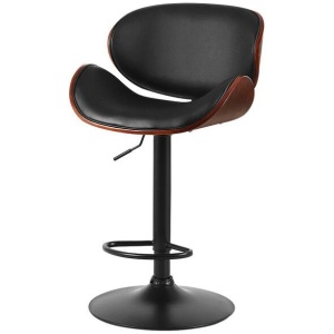 Artiss Kitchen Bar Stools Swivel Gas Lift Wooden Stool Metal Black Barstools