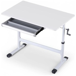 Artiss Manual Standing Desk Height Adjustable Workstation Computer Desks Study 100CM White