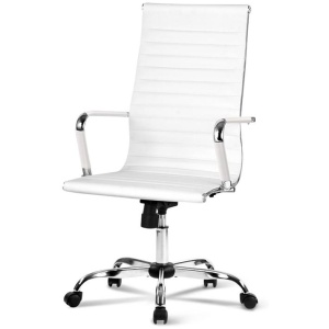 Artiss Office Chair Conference Chairs PU Leather High Back White