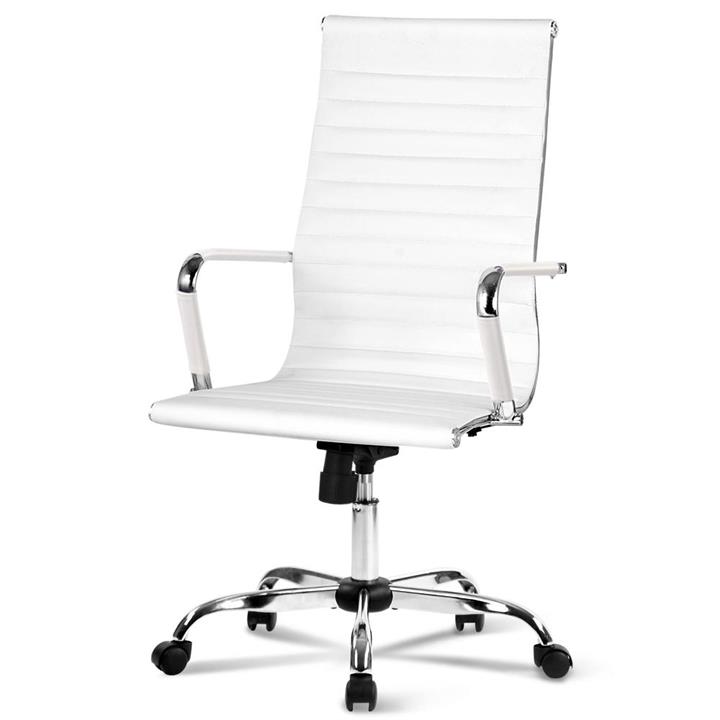 Artiss Office Chair Conference Chairs PU Leather High Back White