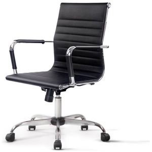 Artiss Office Chair Conference Chairs PU Leather Mid Back Black