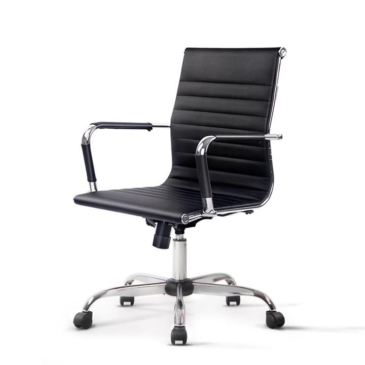 Artiss Office Chair Conference Chairs PU Leather Mid Back Black