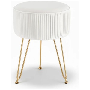 Artiss Ottoman Foot Stool Vanity Velvet Round White