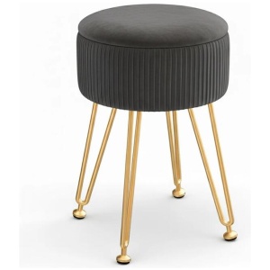 Artiss Ottoman Storage Foot Stool Vanity Velvet Round Grey