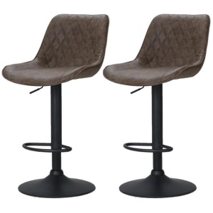 Artiss Set of 2 Bar Stools Kitchen Stool Chairs Metal Barstool Dining Chair Brown Rushal