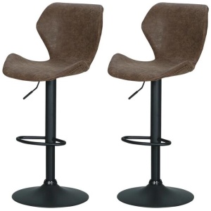 Artiss Set of 2 Bar Stools Kitchen Stool Chairs Metal Barstool Swivel Brown Frawley