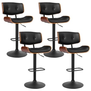 Artiss Set of 4 Kitchen Bar Stools Gas Lift Stool Chairs Swivel Barstool Leather Black