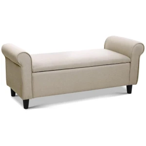 Artiss Storage Ottoman Blanket Box 125cm Arm Linen Taupe