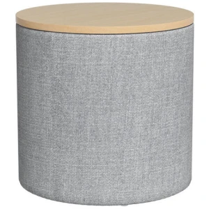 Artiss Storage Ottoman Blanket Box 40cm Linen Round Grey