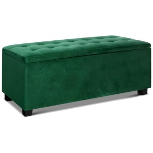 Artiss Storage Ottoman Blanket Box 97cm Velvet Green