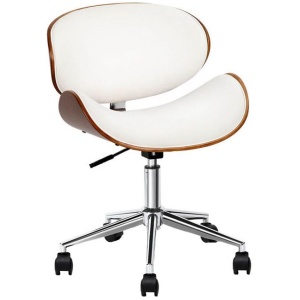 Artiss Wooden Office Chair Leather Seat White