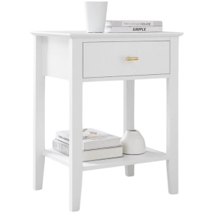 Arven Wooden Modern Nightstand Bedside Side Table 1-Drawer White