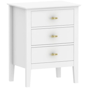Arven Wooden Modern Nightstand Bedside Side Table 3-Drawers White