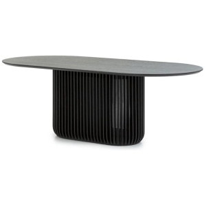 Arvena 2.2m Oval Dining Table - Black Stain by Interior Secrets - AfterPay Available