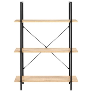 Arwen Wide 3-Tier Bookcase Display Shelf Storage Unit - Oak/Black