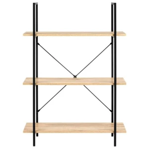 Arwen Wide 3-Tier Bookcase Display Shelf Storage Unit - Oak/Black