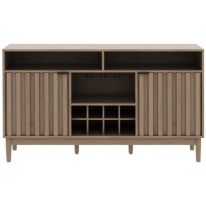 Asa Large Sideboard Buffet Unit Storage Cabinet Fluted 2-Doors Wine Rack Oak