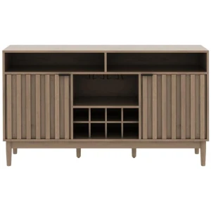 Asa Large Sideboard Buffet Unit Storage Cabinet Fluted 2-Doors Wine Rack Oak