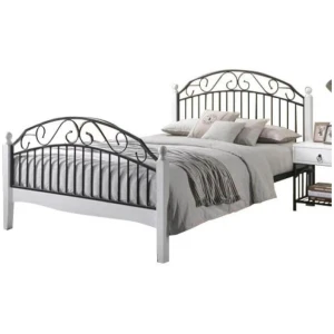 Ashley Queen Size Bed Frame - Black Metal Frame - White