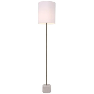 Atlas Standing Floor Lamp Marble Base Antique Brass Body - White