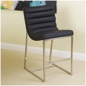 Auburn Modern Leather Bar Chair BarStool In Black