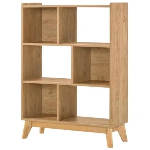 Audrey Modern Scandinavian 3-Tier Shelf Bookcase Display Storage Cabinet - Oak