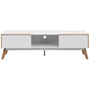 Autumn Scandinavian Lowline Entertainment Unit TV Stand W/ 2-Drawers 150cm - White/Oak