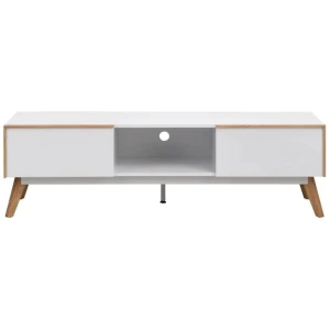 Autumn Scandinavian Lowline Entertainment Unit TV Stand W/ 2-Drawers 150cm - White/Oak