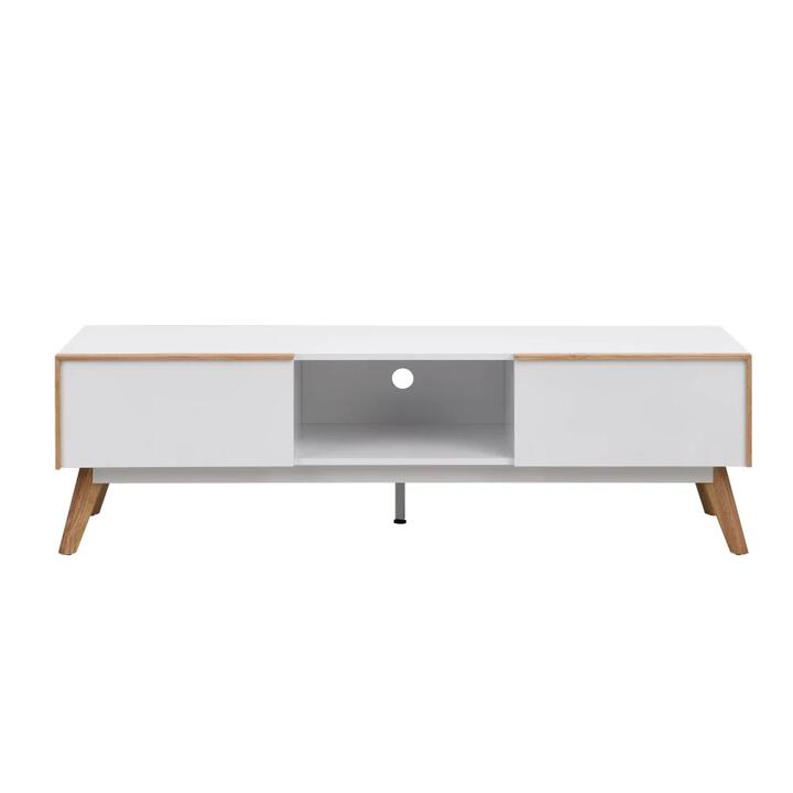 Autumn Scandinavian Lowline Entertainment Unit TV Stand W/ 2-Drawers 150cm - White/Oak