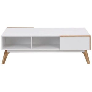 Autumn Scandinavian Rectangular Coffee Table W/ 2-Drawers - White/Oak