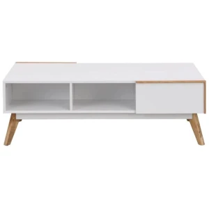 Autumn Scandinavian Rectangular Coffee Table W/ 2-Drawers - White/Oak