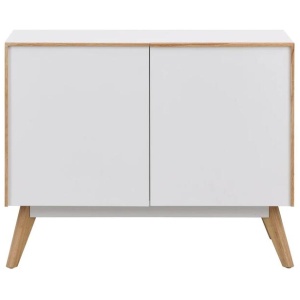 Autumn Scanvinadian Small Sideboard Buffet Unit Storage Cabinet W/ 2-Doors - White/Oak