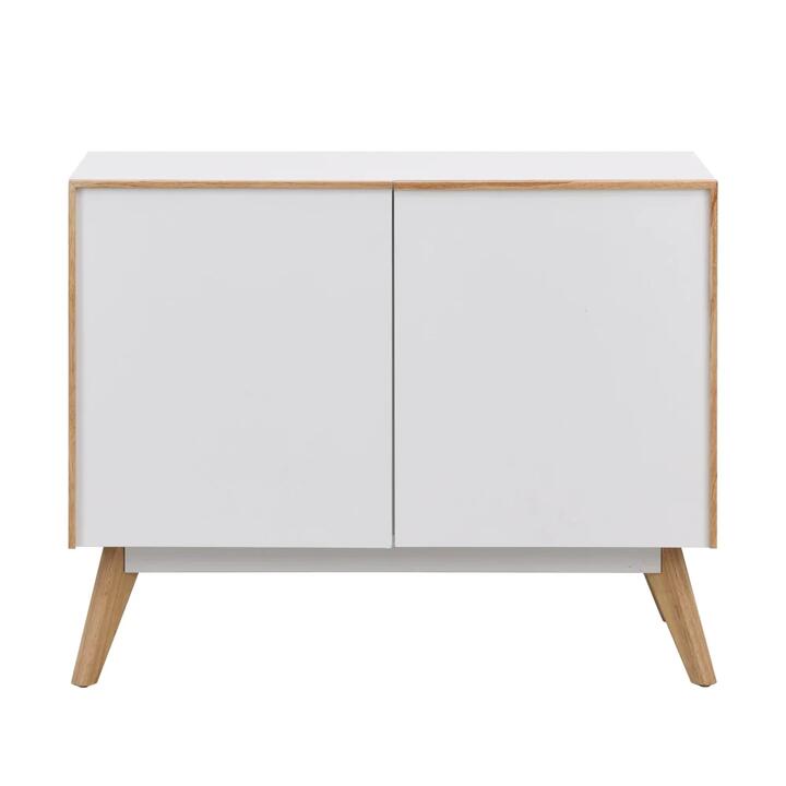 Autumn Scanvinadian Small Sideboard Buffet Unit Storage Cabinet W/ 2-Doors - White/Oak