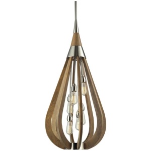 BONITO Pendant Lamp Light Interior x 6 Taupe Wood Large Tear Drop OD492mm