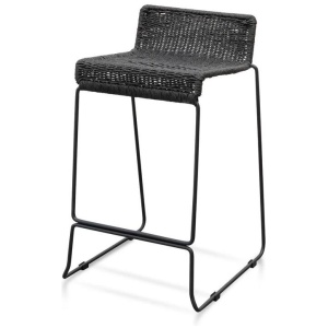 Bailey 65cm Rattan Cord Seat Bar Stool - Black by Interior Secrets - AfterPay Available