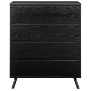 Baily Modern Wooden Chest of 4-Drawers Tallboy Storage Cabinet - Black