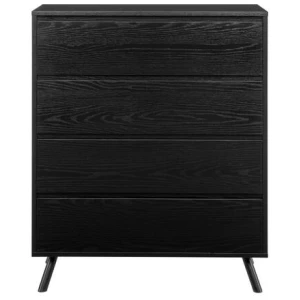 Baily Modern Wooden Chest of 4-Drawers Tallboy Storage Cabinet - Black