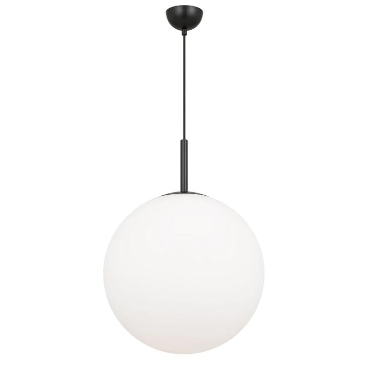 Bally Modern Pendant Hanging Lamp Light Glass Metal Black Opal Matt