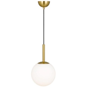 Bally Modern Pendant Hanging Lamp Light Glass Metal Opal Matt Antique Gold
