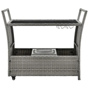 Balmain Outdoor Furniture Bar Cart Table Trolley W/ Ice Bucket- Dark Grey