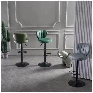 Bar Stools Kitchen Bar Stool Leather Barstools Swivel Gas Lift Counter Chairs x2 BS8405 Lightgreen