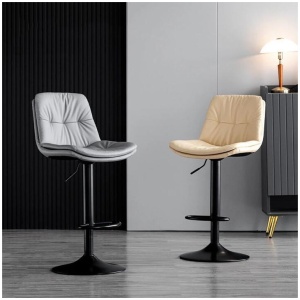 Bar Stools Kitchen Bar Stool Leather Barstools Swivel Gas Lift Counter Chairs x2 BS8406 Brown