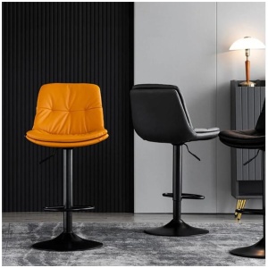 Bar Stools Kitchen Bar Stool Leather Barstools Swivel Gas Lift Counter Chairs x2 BS8406 Grey