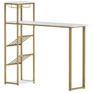 Bar Table Dining Storage Shelf Wine Rack Home Kitchen Office Desk Gold